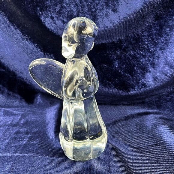 Vintage Glass Praying Angel Figurine Clear Blown Glass Religious Home Decor - Picture 2 of 6